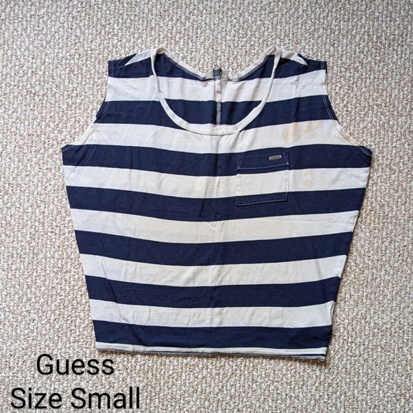 Guess Women's Sleeveless Top, Striped with Pocket, Small - Picture 1 of 6